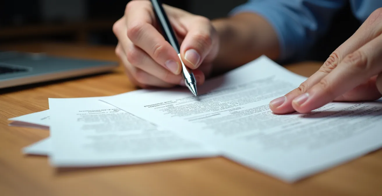 Proceso de auditoría SEO con documentos y análisis estratégico en mesa de trabajo