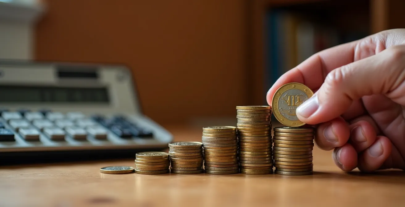 Calculadora y gráficos de análisis ROI sobre escritorio profesional