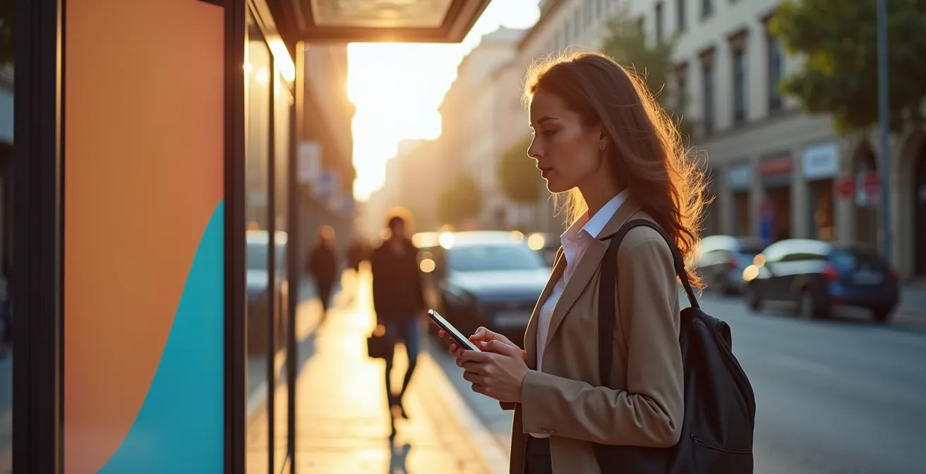 Campaña transmedia desde marquesina urbana hasta dispositivo móvil en ciudad española