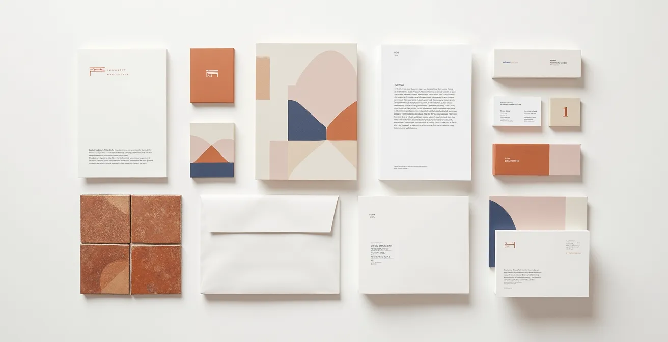 Detalle de tarjetas de visita y documentos de negocio mostrando información consistente