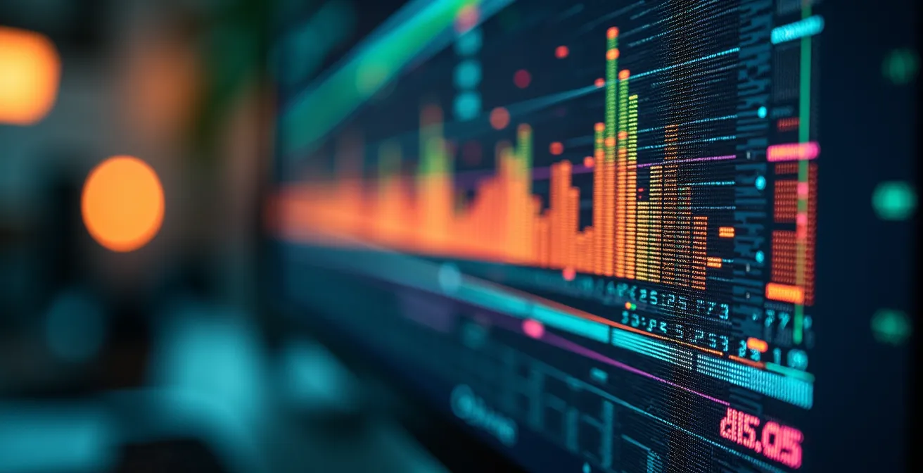 Primer plano de código en pantalla con elementos visuales de optimización web