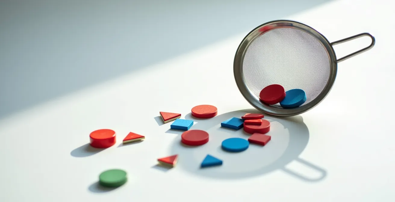 Visualización abstracta de filtrado de palabras clave negativas