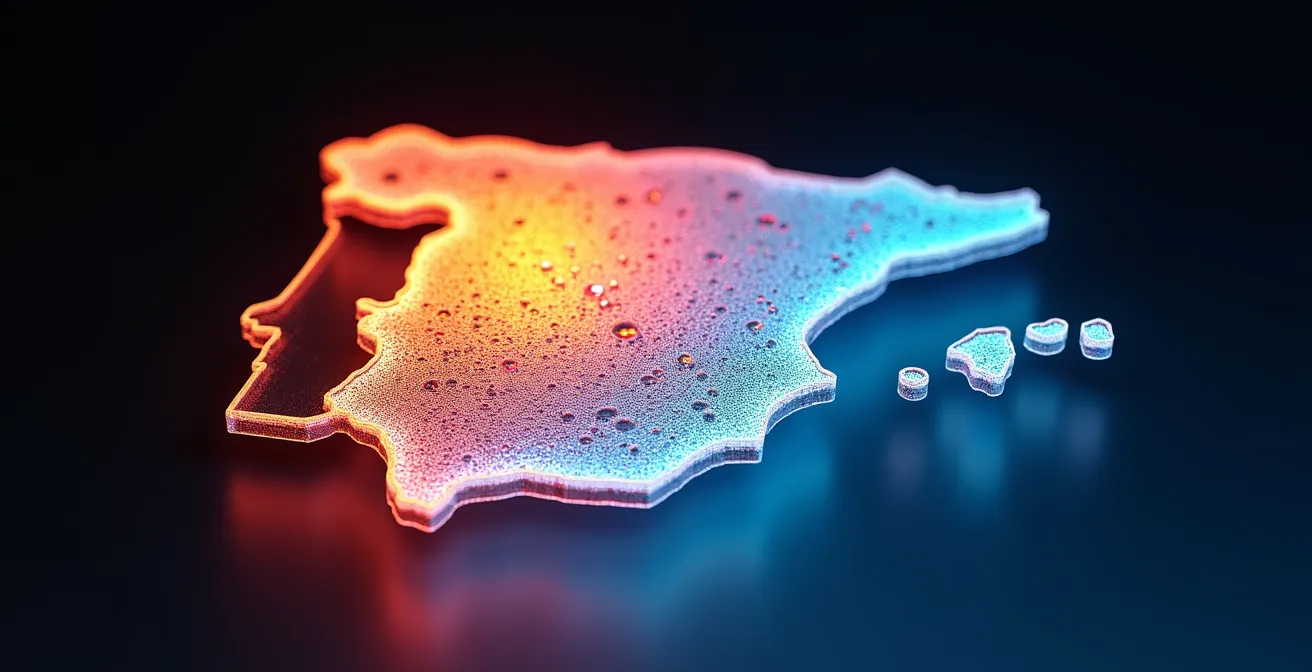 Mapa de calor mostrando la variación de costes por clic en diferentes comunidades autónomas de España, ilustrando la necesidad de una inversión geográficamente adaptada.