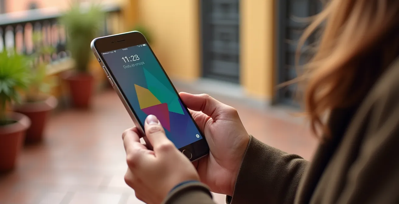 Mano sosteniendo un smartphone que muestra un diseño web optimizado para móviles.